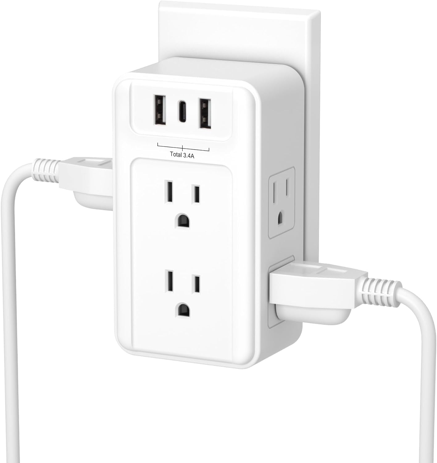 BNLINK Multi Plug Outlet Extender, 6 Wall Outlets and 3 USB Ports (1