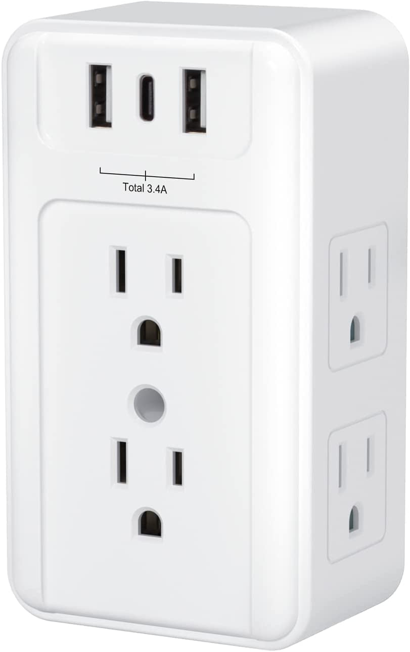  Multi Plug Outlet Extender with USB, TESSAN Surge Protector  Splitter 3 USB Wall Charger, Multiple Expander for Travel, Home, College  Dorm Room : Tools & Home Improvement
