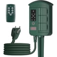 thumbnail image 1 of BN-LINK Outdoor Power Stake Timer Waterproof, Power Strip with 6 Grounded Outlets and 6FT Extension Cord, 100FT Wireless Remote Control, Dusk to Dawn Sensor Timer for Lights and Courtyard Decoration, 1 of 9