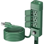 BN-LINK Outdoor Power Strip Yard Stake Timer, Photocell Dusk Till Dawn 6 Grounded Outlets 6 ft Cord Weatherproof for Christmas Lights, 1875W/15A ETL Listed