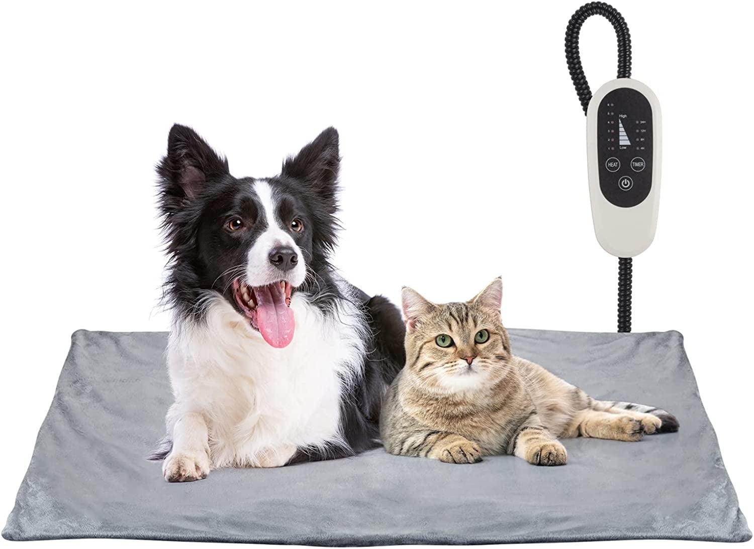 BN-LINK Pet Heating Pad, Dog Cat Self-Warming Bed with Timer, 16" x 28" Indoor Heating Mat for Dogs Cats with Chew Resistant Cord, Electric Heating Pads for Old Pets with 6 Temperature Modes