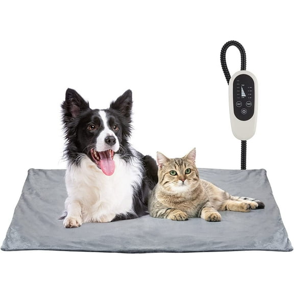 BN-LINK Pet Heating Pad, Dog Cat Self-Warming Bed with Timer, 16" x 28" Indoor Heating Mat for Dogs Cats with Chew Resistant Cord, Electric Heating Pads for Old Pets with 6 Temperature Modes