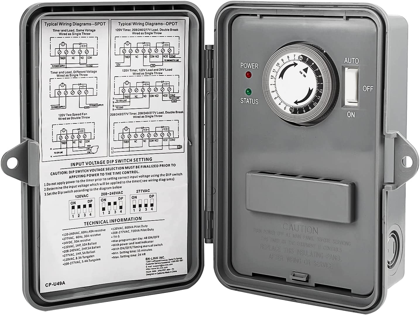 BNLINK Outdoor Pool Pump Timer, 24H Programmable, 2HP 40A Max, for