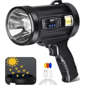 BN-LINK Rechargeable Spotlight, Handheld Hunting Flashlight Led Spot Light, Super Bright Solar Spot Lights Outdoor Handheld for Hunting, Boating, Camping
