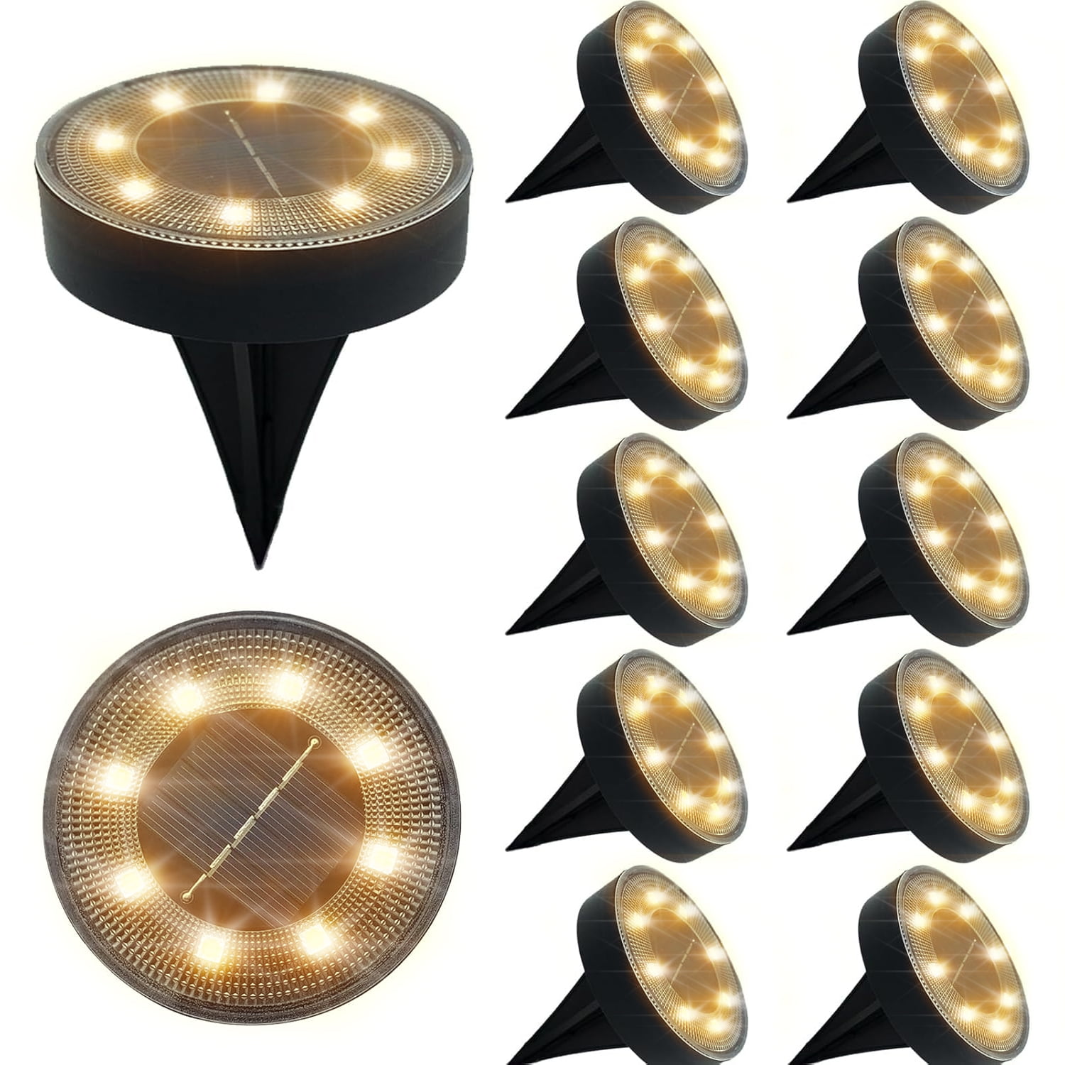 BN-LINK Solar Ground Lights, Waterproof Solar Garden Lights, Outdoor Garden Waterproof Lights, Landscape Lights for Outside Patio Pathway Yard Lawn Driveway Deck Step Walkway(12 Pack Warm Light)