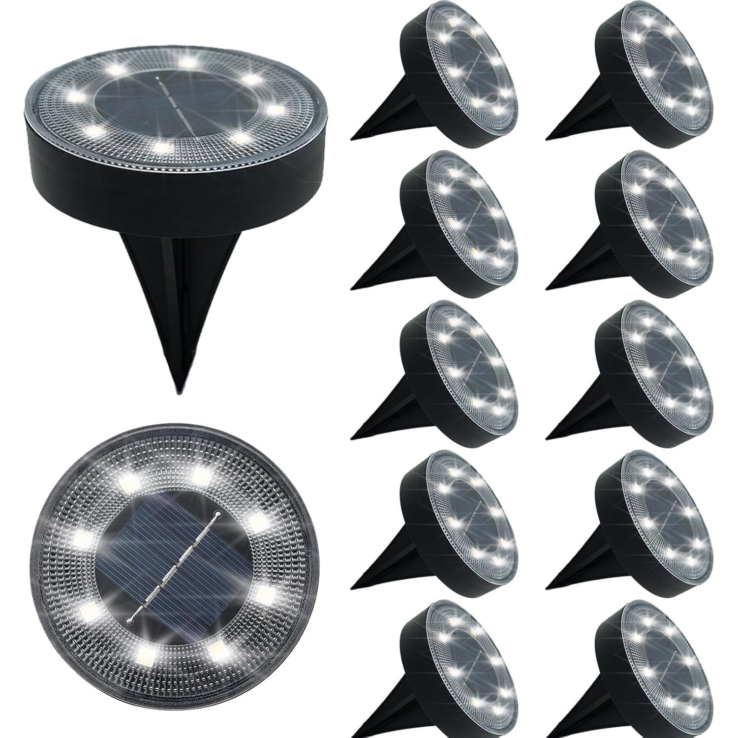 BN-LINK Solar Ground Lights, Waterproof Solar Garden Lights, Outdoor Garden Waterproof Lights, Landscape Lights for Outside Patio Pathway Yard Lawn Driveway Deck Step Walkway(12 Pack White Light)