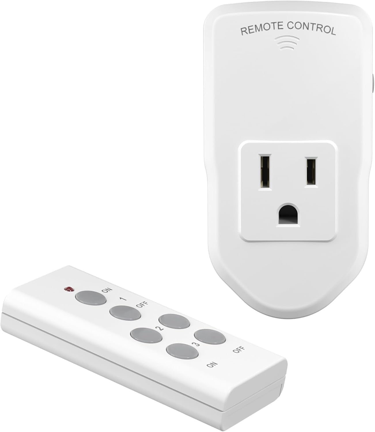 BN-LINK Wireless Remote Control Electrical Outlet Switch for Lights, Fans, Christmas Lights, Small Appliance, Long Range White 10A/1200W, 1 Remote + 1 Outlet