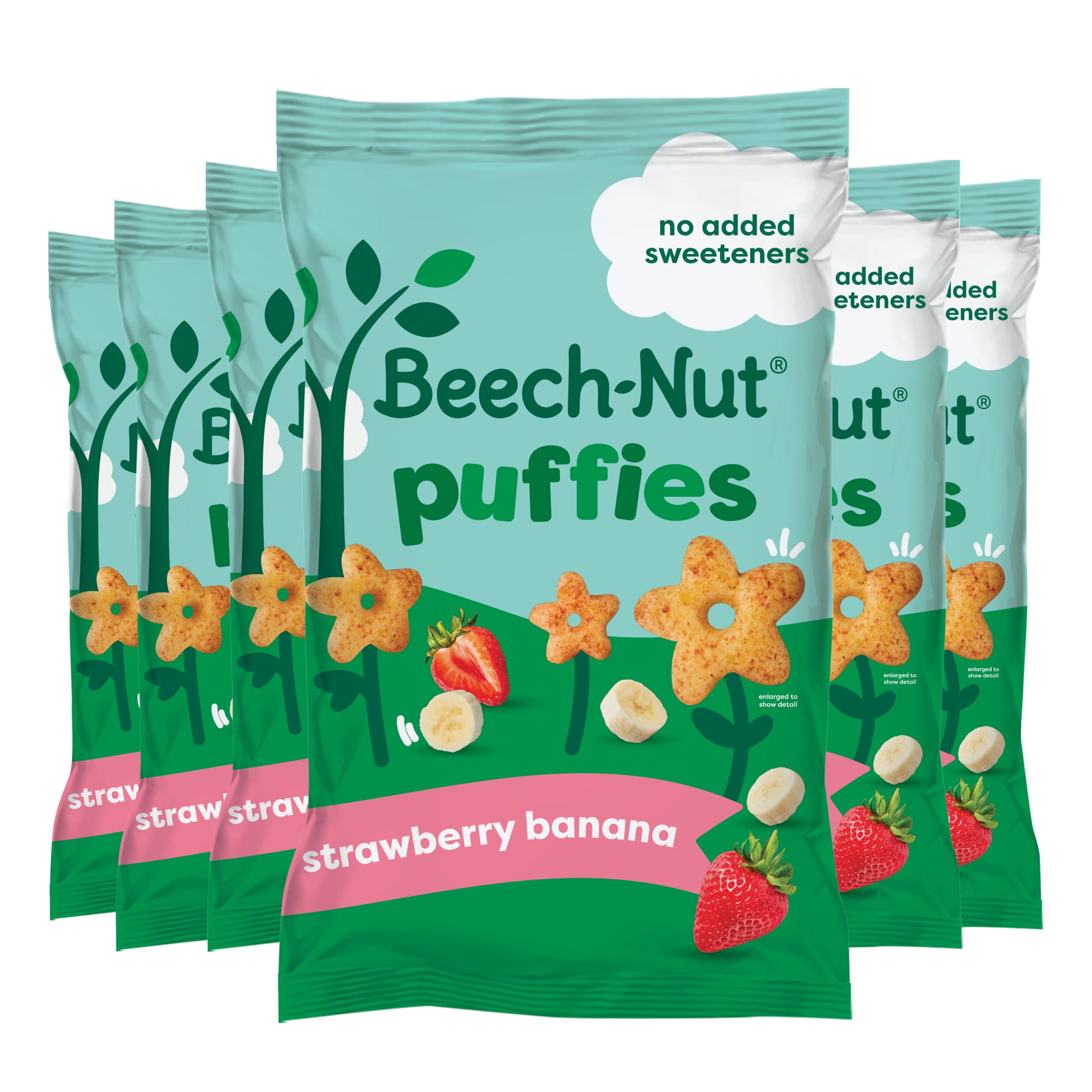 Beech-Nut Puffies Strawberry Banana Whole Grain Toddler Snack Puffs, 1.48 oz Bag (6 Pack)
