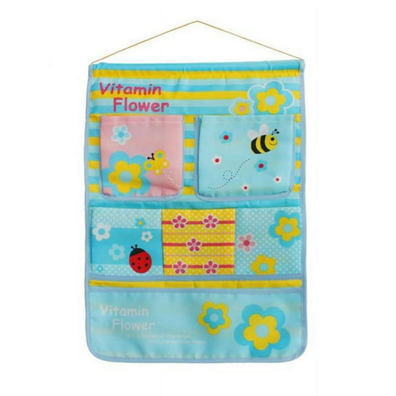 BN-WH004 Bee and Flowers Blue/Wall Hanging/ Wall Pocket Wall Organizers / Wall Baskets