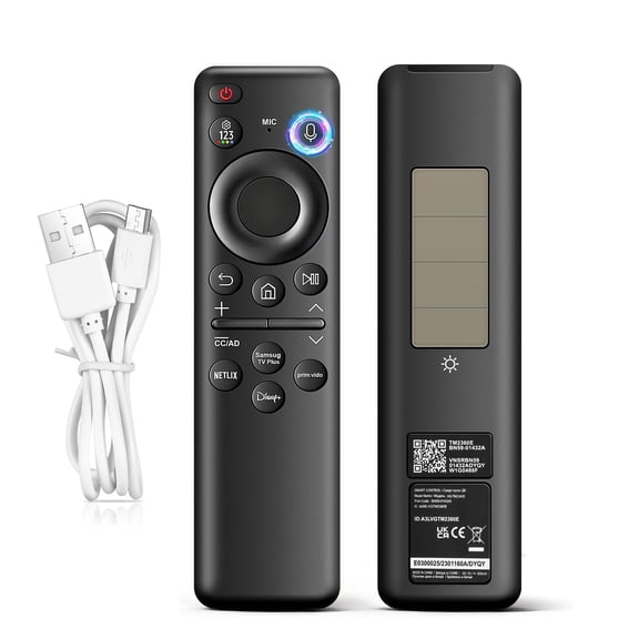 BN59-01432A / TM2360E Rechargeable Voice Remote for Samsung Smart TVs (2021–2025) Solar Charging & Voice Search. Works with OLED, Neo QLED, Frame, 4K/8K