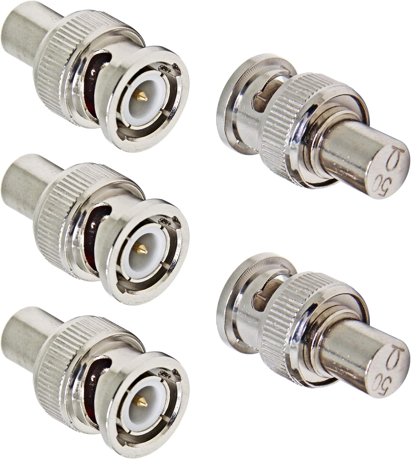 BNC 50 Ohm Terminator, 5-Pack BNC Male Plug Coaxial Cable Adapter ...