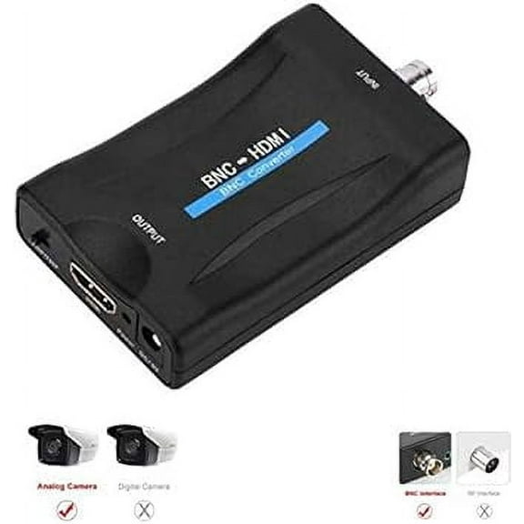 BNC to HDMI Converter Coaxial Adapter Coax Connector Composite CVBS BNC Audio Input HDMI 1080P Output for Analog Video Signal of DVRs Surveillance CCTV Security Camera to Computer Projector HD Monitor