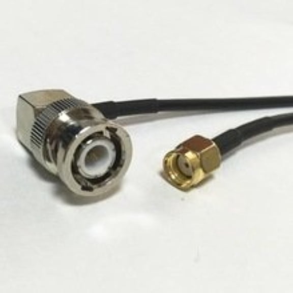 BNC Male Plug Right Angle Connector Switch RP-SMA Male Plug Connector RG174 20CM 8" Adapter High Quality Ships Quickly From USA