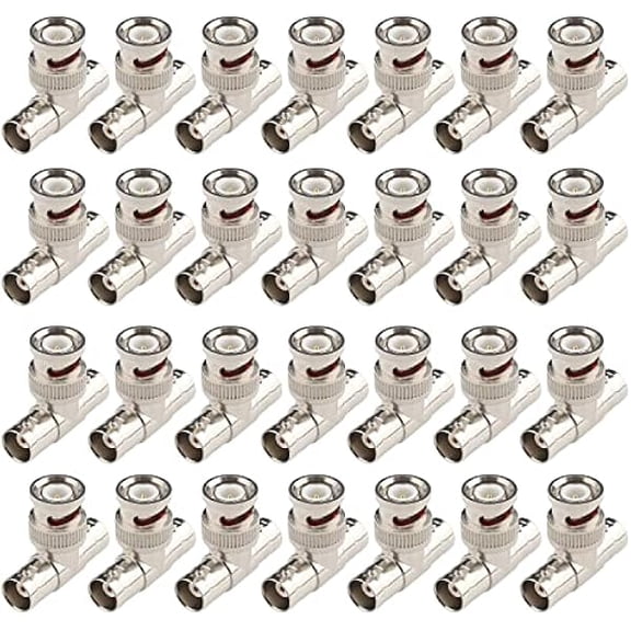 BNC Splitter Adapter 28 Pcs BNC Male to 2 Female Coax Connector BNC Triple Tee T Adapter BNC 3 Way T Type Plug for Coaxial Cable CCTV Survelliance Camera