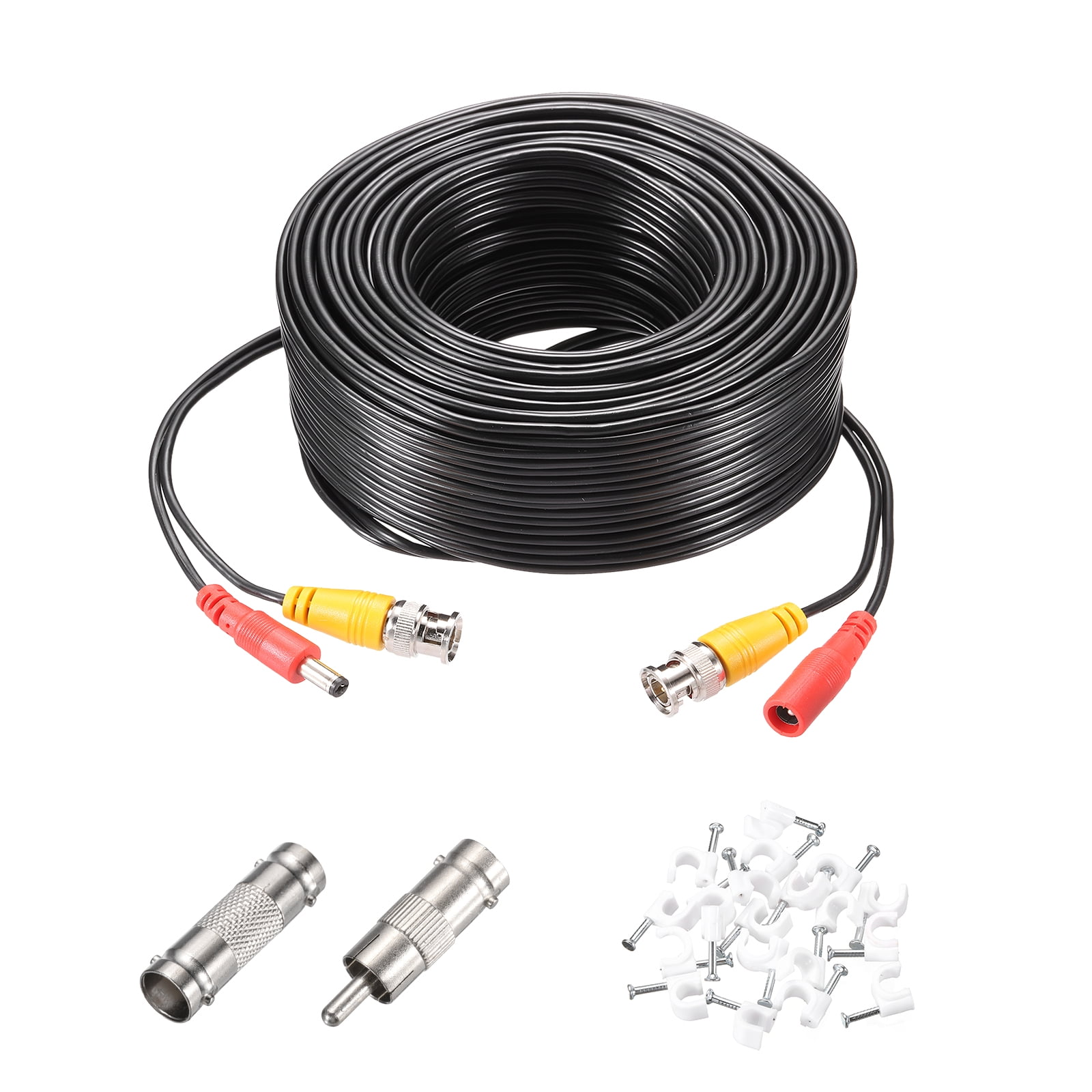 BNC Video Power Cable,20m/66ft All-in-One Security Camera Wire,1 Set Black