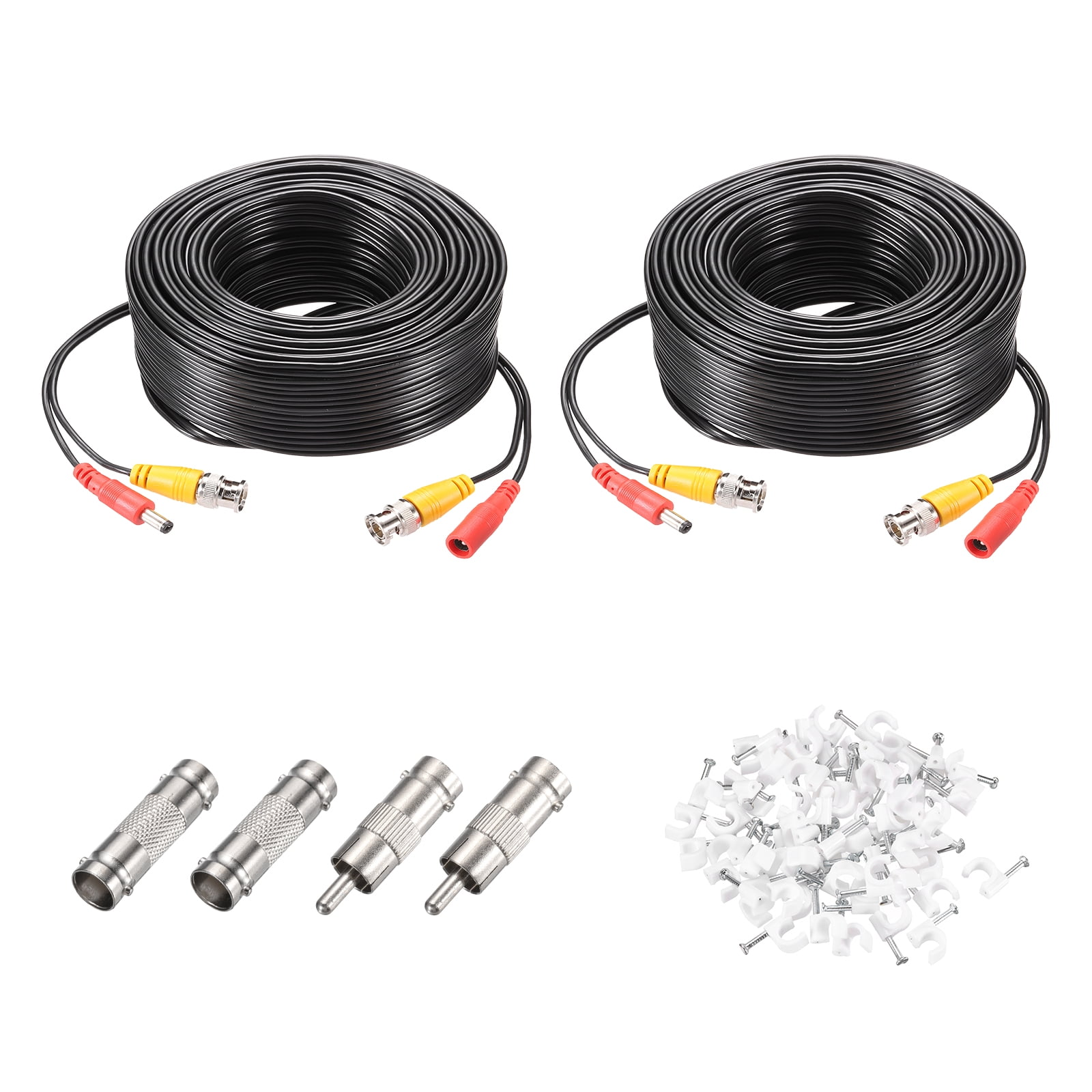 BNC Video Power Cable,20m/66ft All-in-One Security Camera Wire,2 Set Black