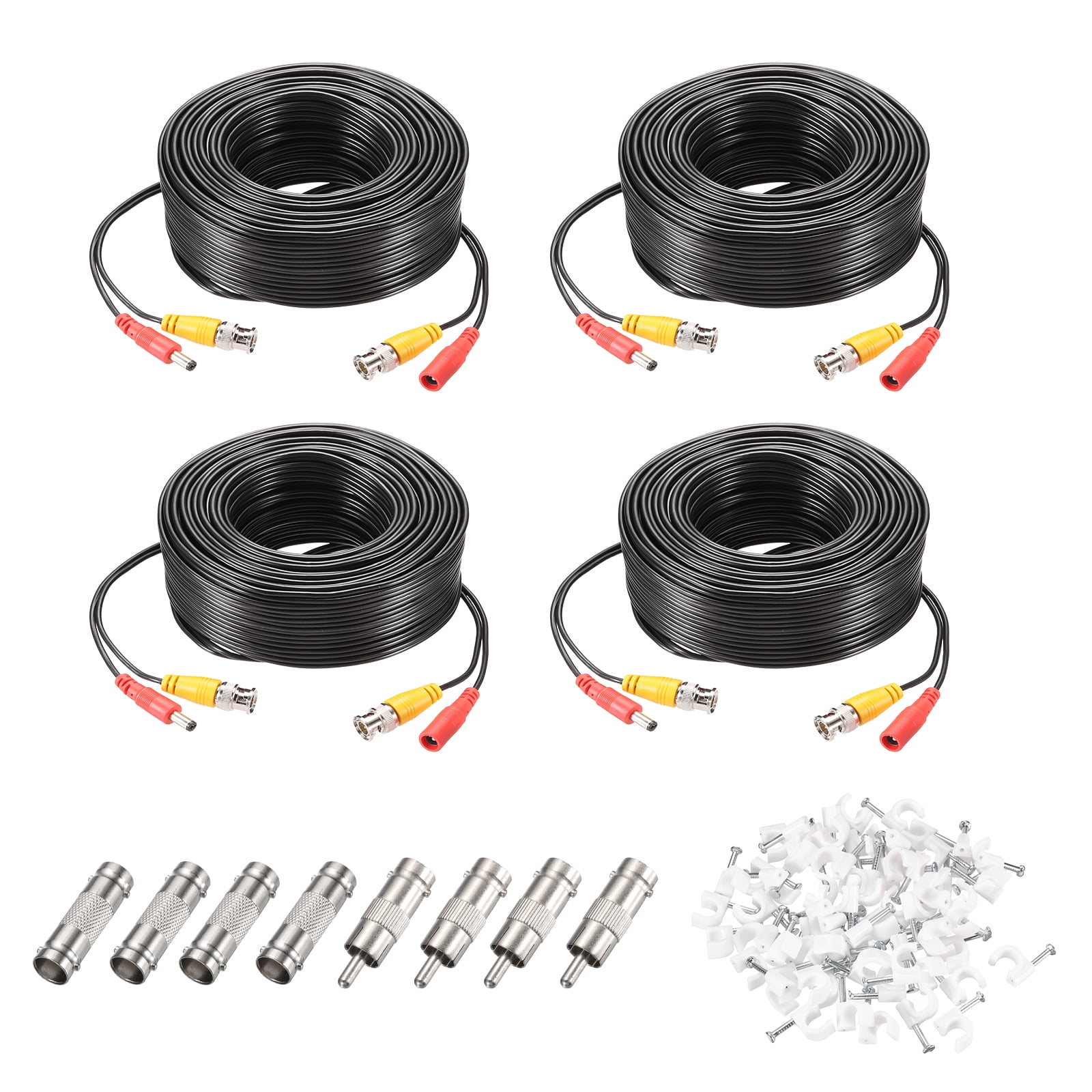 BNC Video Power Cable,20m/66ft All-in-One Security Camera Wire,4 Set Black