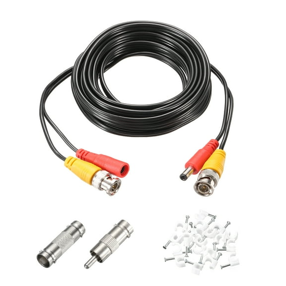 BNC Video Power Cable,3m/10ft All-in-One Security Camera Wire,1 Set Black