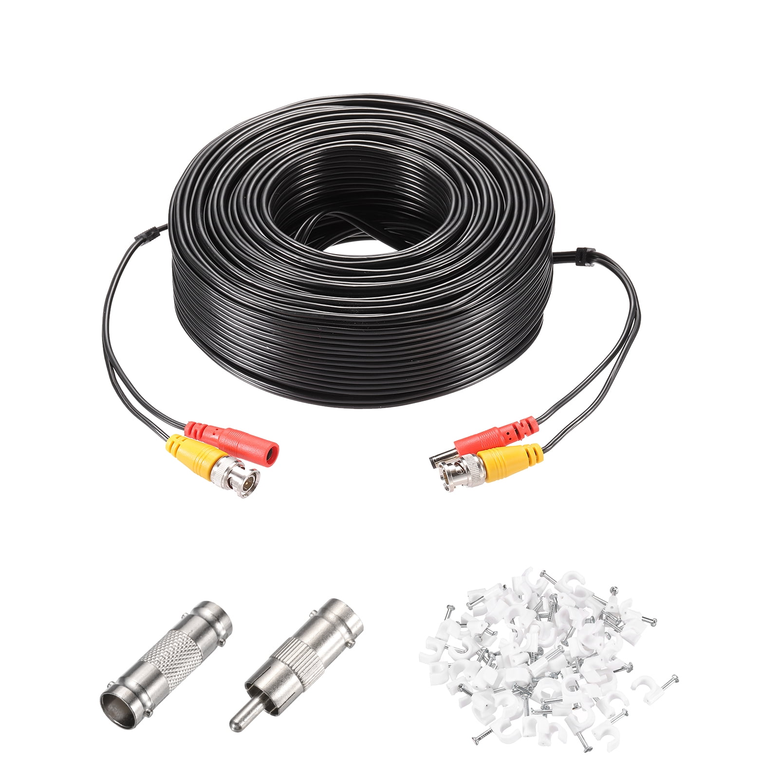 BNC Video Power Cable,45m/148ft All-in-One Security Camera Wire,1 Set Black