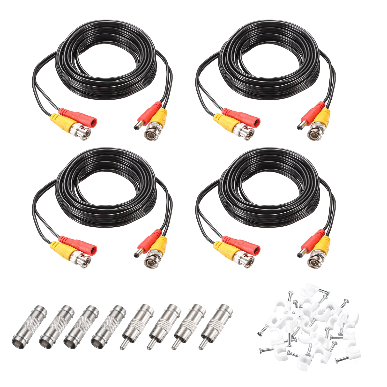 BNC Video Power Cable,5m/16ft All-in-One Security Camera Wire,4 Set Black