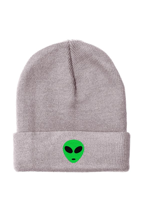 BNE Embroidered Green Alien Warm Winter Beanie Green Alien-EM-0028-Gray