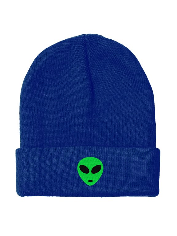 BNE Embroidered Green Alien Warm Winter Beanie Green Alien-EM-0028-Navy