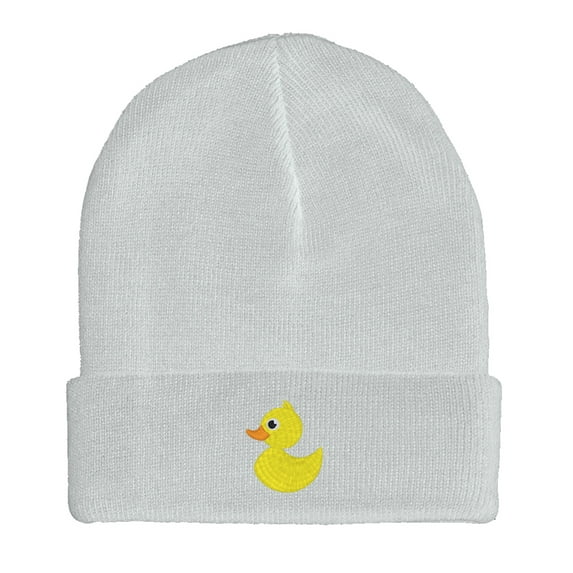 BNE Embroidered Rubber Duck Beanie for Men and Women Hat-RubberDuck-EM-0018-White