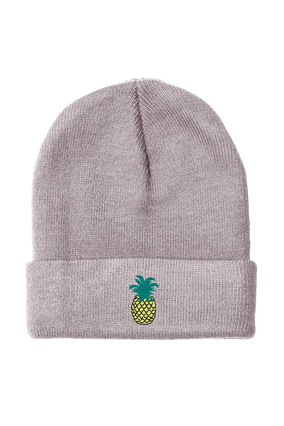 BNE Pineapple Embroidered Warm Winter Beanie for Men and Women Warm Beanie Hat-EM-0009-Gray