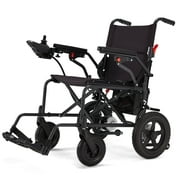 BNEHS 24V Foldable Electric Wheelchair, All-Terrain Motorized Wheelchair with 500W Dual Motor, Black