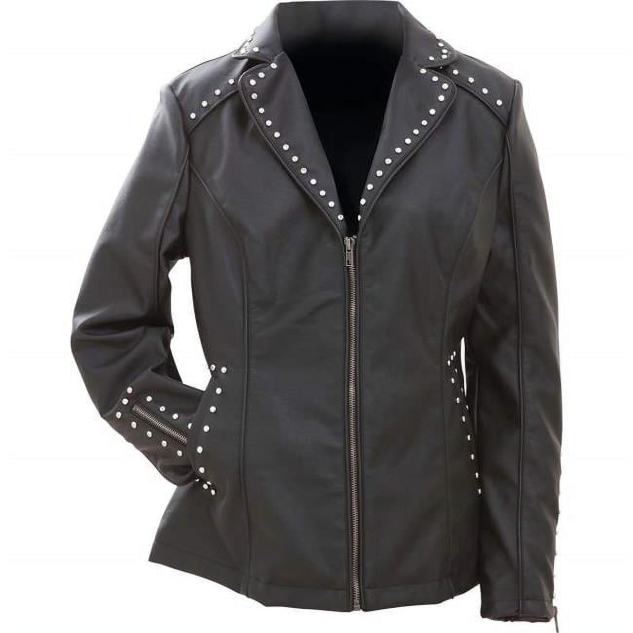 Womens leather top jacket with studs