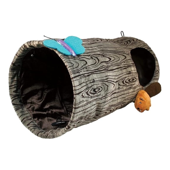 BNHHNB Cat Play Tunnel & Burrow - Interactive Kitten Toys - Foldable Cat Tunnel with Crinkle & Dangling Toys - Indoor Cat Enrichment for Play & Hide