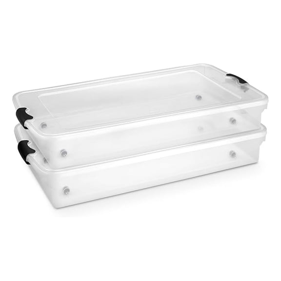 BNHHYYDS Under Bed Storage Containers 2-Pack, 60 Quart Clear Plastic Bins with Lids - Gray Stackable Organizer for Shoes, Clothes, Linens, and Seasonal Items