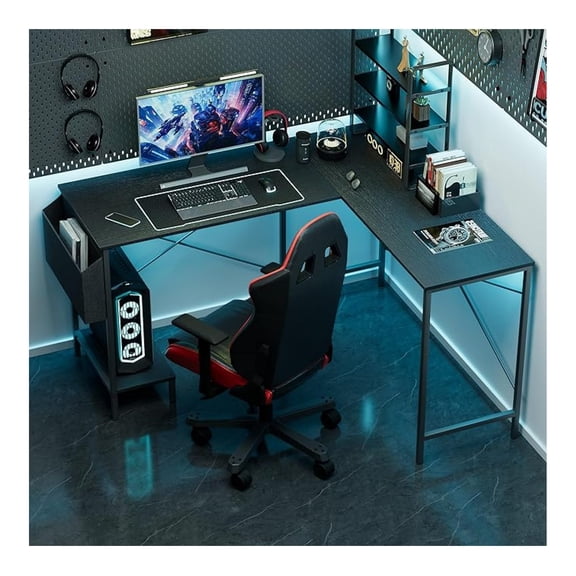 BNHHYYDS L Shaped Desk 50 Inch, Gaming Computer Corner Table, Reversible PC Workstation for Home Office, Student Study Desk with CPU Stand & Side Bag