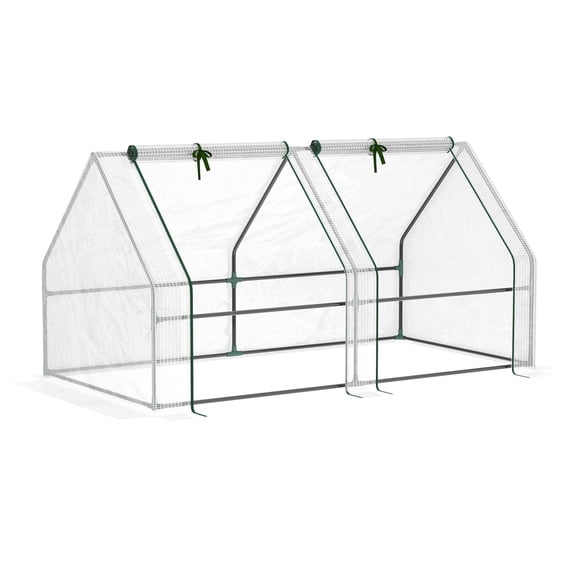 BNHHYYDS Portable Mini Greenhouse, Outdoor Garden with Large Zipper Doors and Water/UV PE Cover, 6' x 3' x 3', White