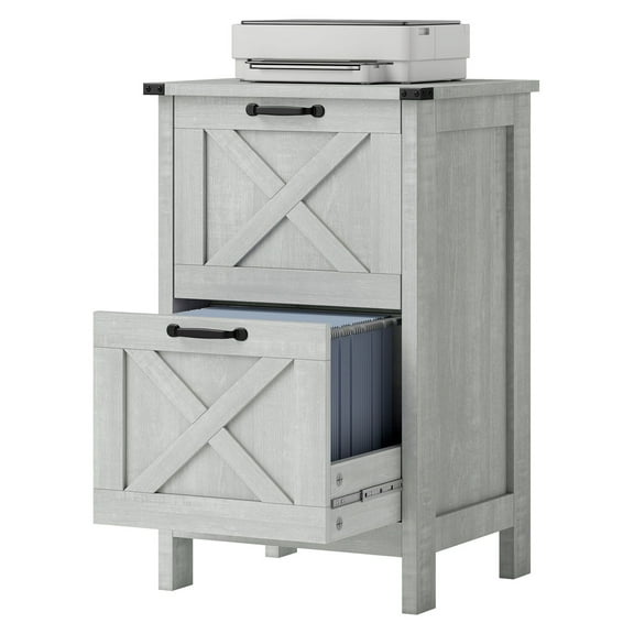BNHHYYDS Vertical File Cabinet with 2 Drawers, Rustic Farmhouse Office Storage Cabinet for A4, Letter Size, Distressed Light Gray