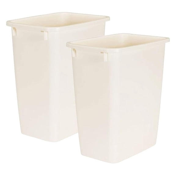 BNHHYYNB 21 Quart Trash Cans, Rectangular Plastic Wastebasket (2 Pack) - Kitchen, Bathroom, Home Office - Bisque