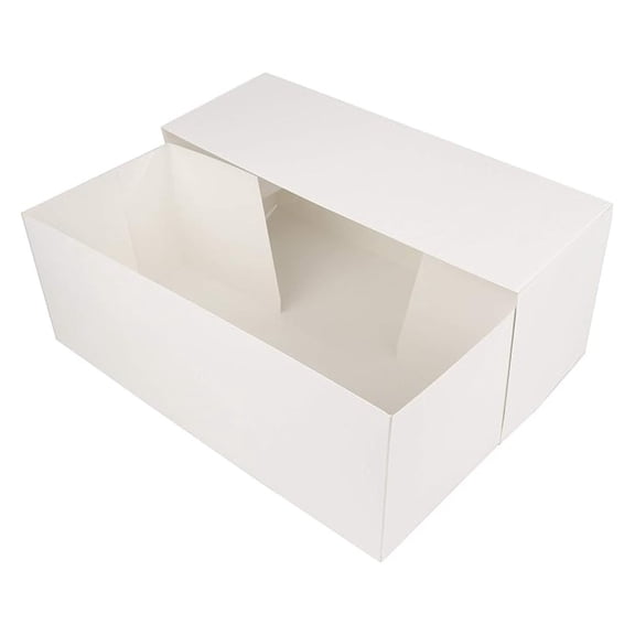 BNHHYYNB Cake Boxes 14.5x5x3 Inch - White Rectangular Cake Container with Window - Scalloped Edge Bakery Boxes - Pack of 25