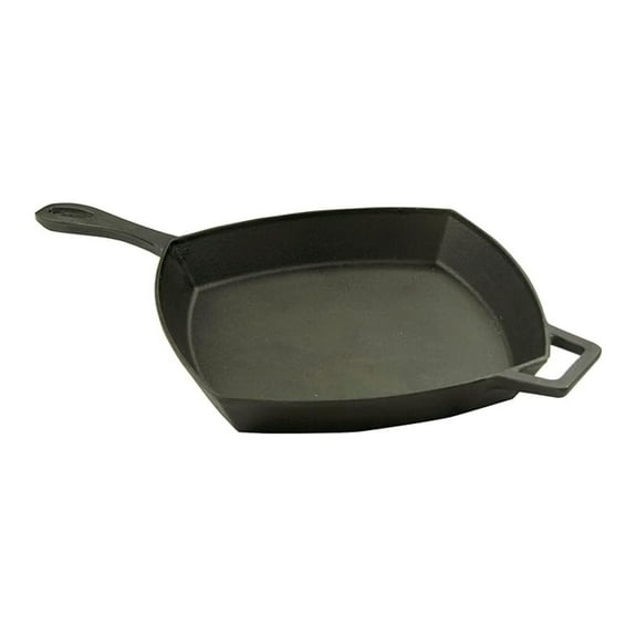 BNHHYYNB Cast Iron Skillet 12-inch Square - Pre-Seasoned Cookware for Frying, Sauting, Baking & Roasting - Helper Handle & Pour Spouts - Rustic Kitchen