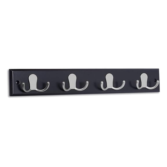 BNHHYYNB Dual Hook Coat Rack - 4 Wall Mounted - Hat & Key Holder - Black Pine - Entryway Organizer