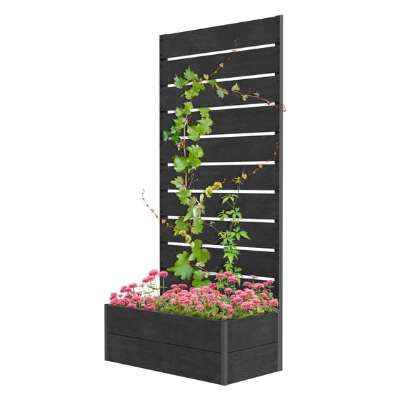 BNHHYYNB Trellis Planter for Climbing Plants, Raised Garden Bed with Trellis, Planter Box for Outdoor, 28.25" x 15" x 59", Black