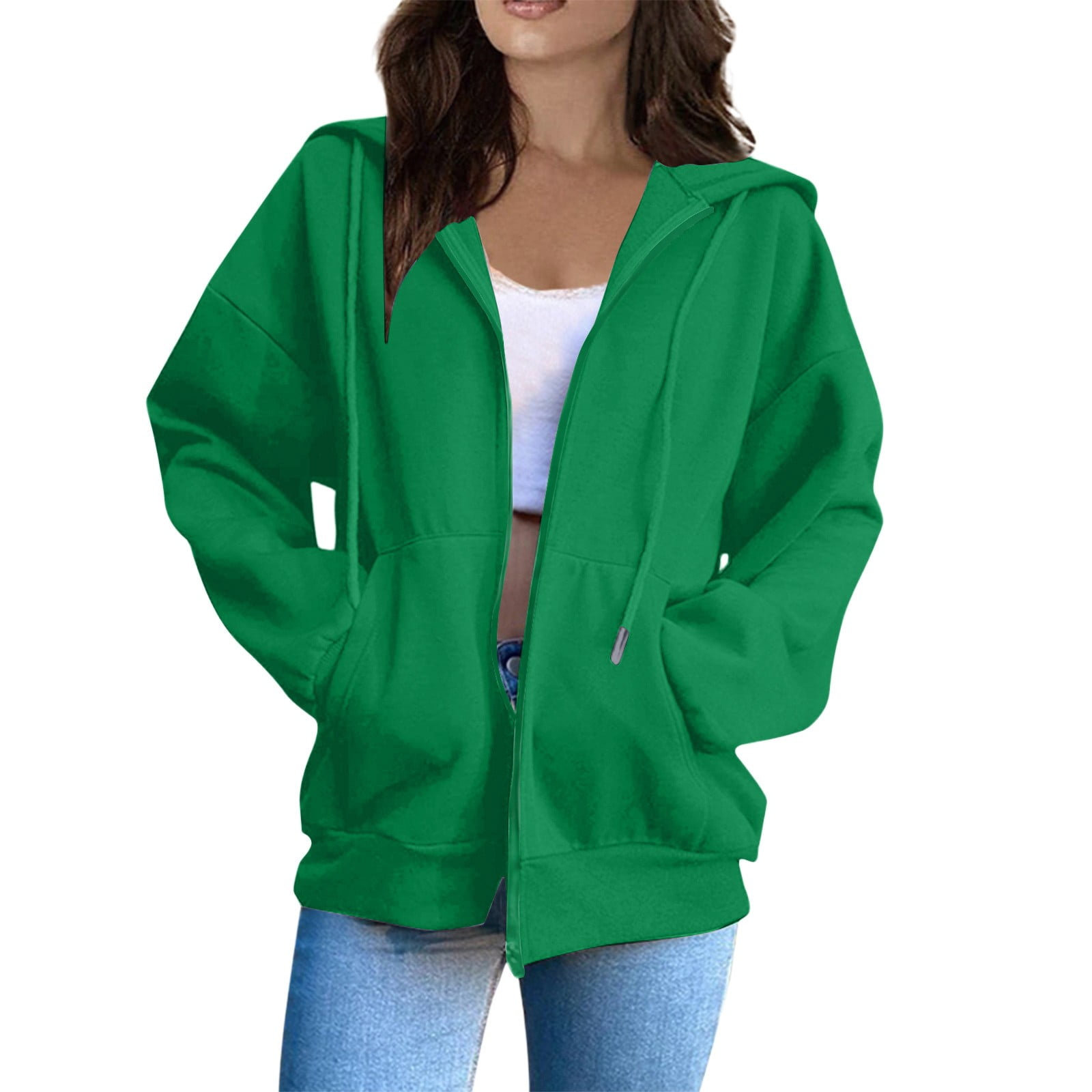 BNI Women #39 s Loose Fit Hooded Zip Up Sweatshirt Casual Versatile BNI Women #39 s Loose Fit Hooded Zip Up Sweatshirt Casual Versatile