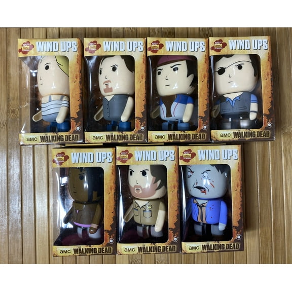 BNIB AMC Walking Dead Wind-Up Figurines Full Set Of All 7 Factory Sealed In Box