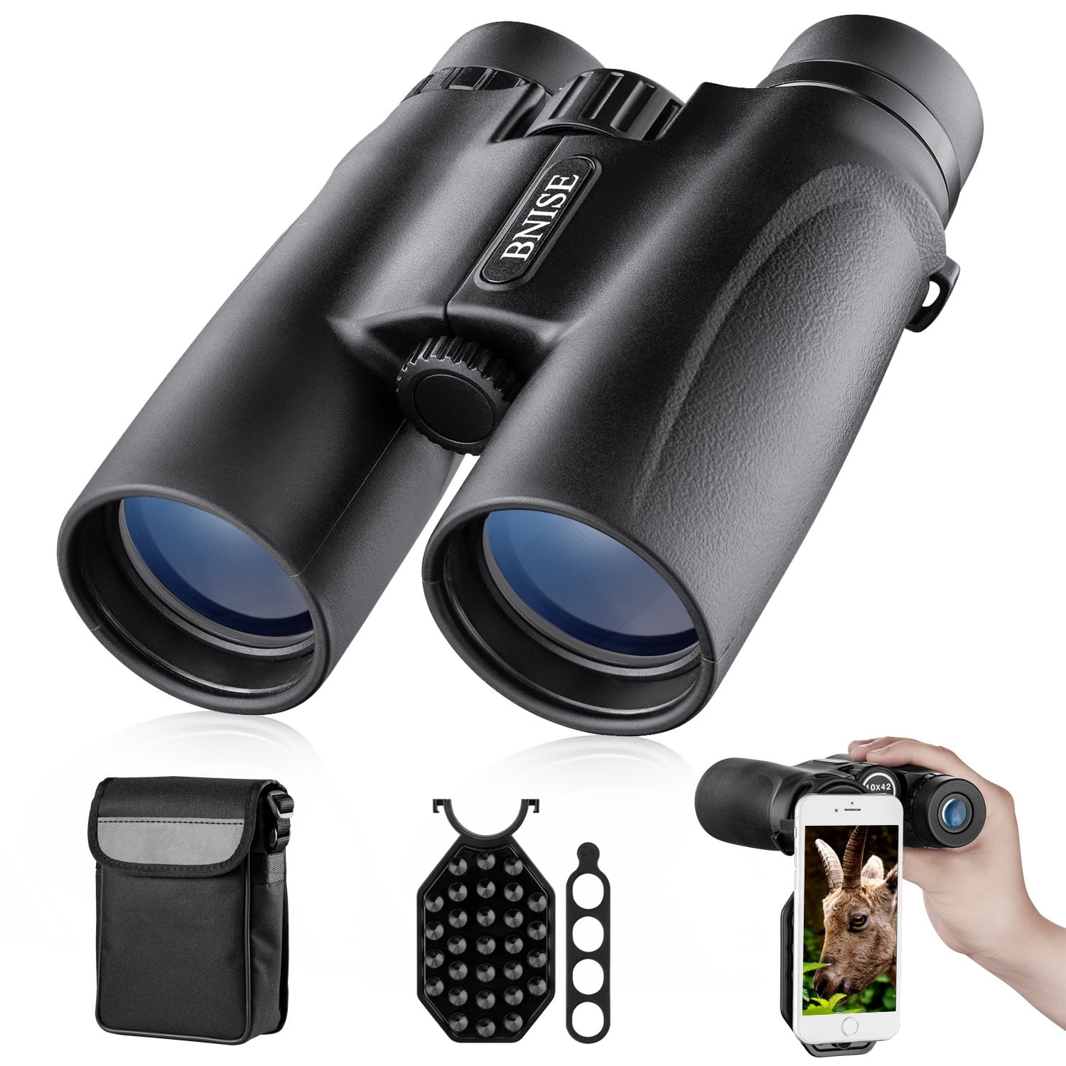 BNISE 10x42 Binoculars for Adults Low Light Vision Compact Binocular