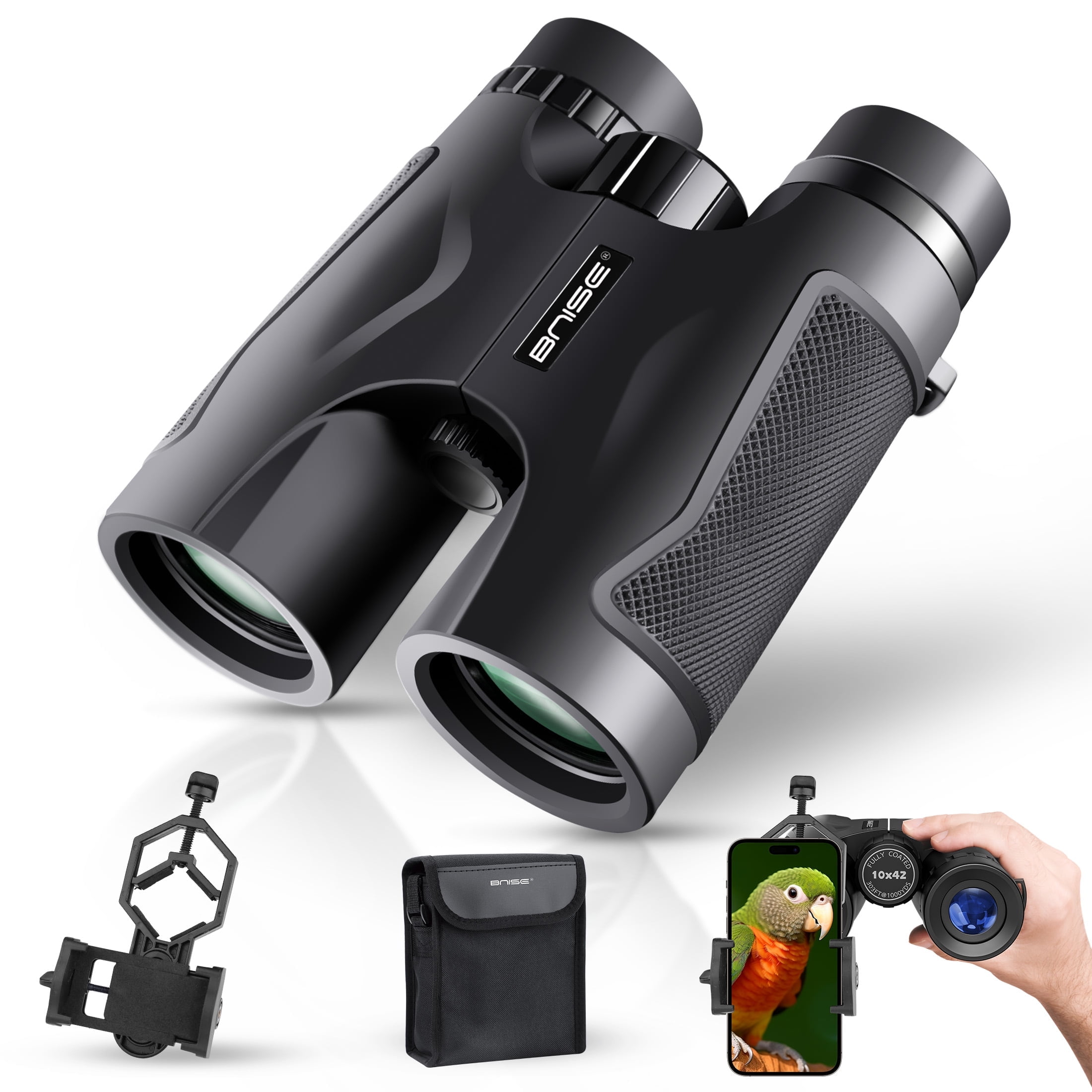 BNISE Binoculars for Adults , 10X42 HD Professional Binoculars with Low Night Vision.BAK 4 Prism FMC Lens, Perfect Optics Binoculars for Bird Watching,Hunting,Outdoor Traveling