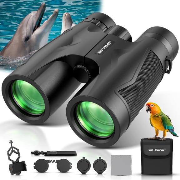 BNISE Binoculars for Adults , 10X42 HD Professional Binoculars with Low Light Vision Bak 4 Prism FMC Lens, Compact Waterproof for Bird Watching,Hunting,Hiking Outdoor Traveling