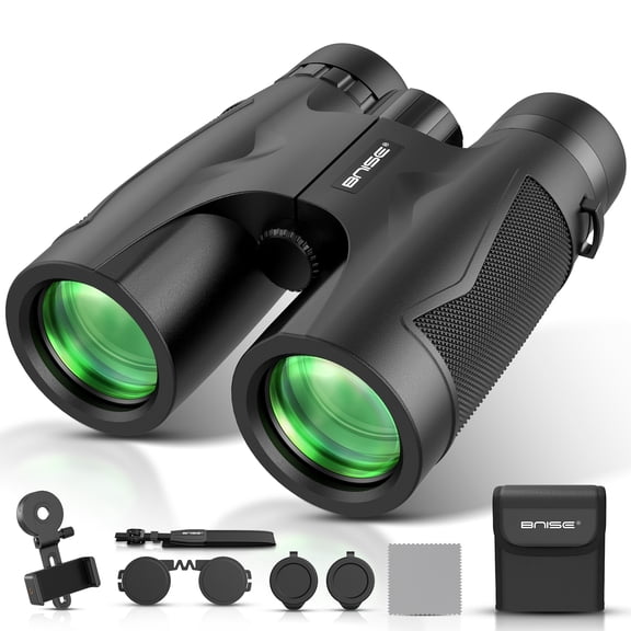 BNISE Binoculars for Adults , 10X42 HD Professional Binoculars with Low Light Vision BAK 4 Prism FMC Lens, Compact Binoculars for Bird Watching,Hunting,Hiking Outdoor Traveling