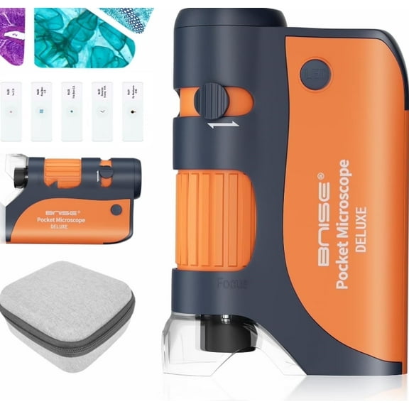 BNISE Kids Microscope LED Lighted Portable Microscope With Case and Slide Set STEM Toy Gift