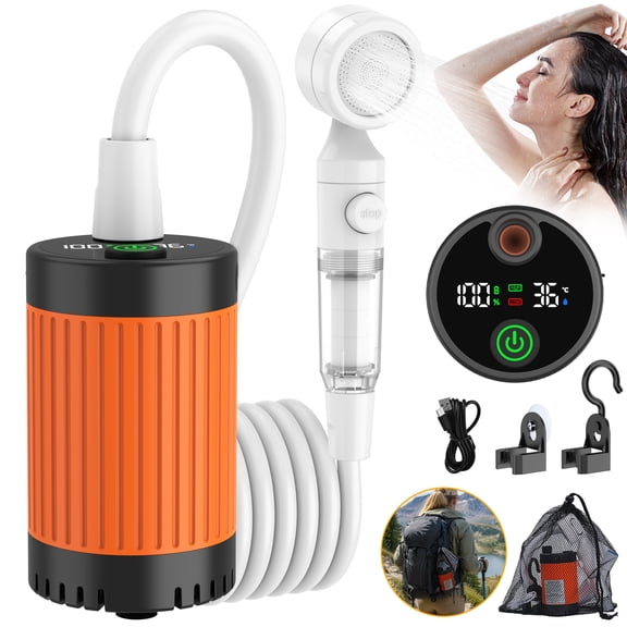 BNISE Portable Shower for Camping, 6000mAh Rechargeable Shower Pump with 3-Mode Filtered Showerhead, Suitable for Outdoor Hiking, RV, Travel, Car Wash & Pet Bath