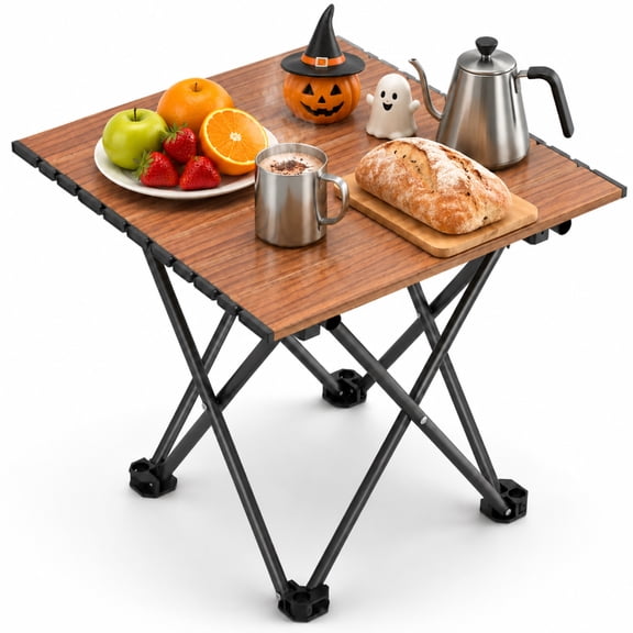 BNISE Folding Camping Table 141 lbs Capacity, Small Carbon Steel Portable Outdoor Side Table with Carry Bag, Lightweight for Camping Beach Picnic Bbq RV Travel