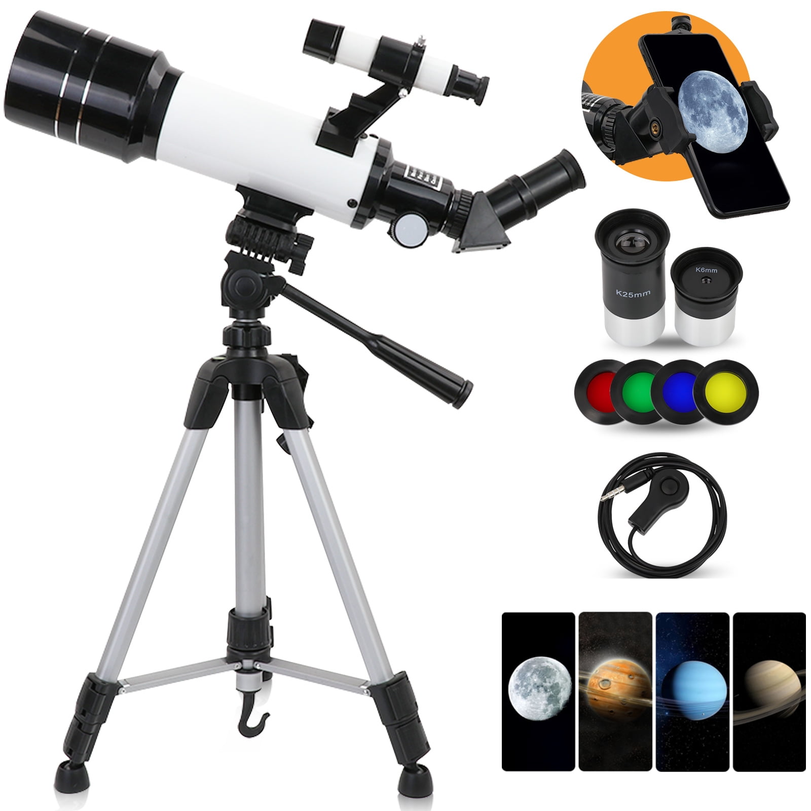 BNISE Telescope 70mm Aperture 400mm - for Kids & Adults Astronomical Refracting Portable Telescopes with Tripod Phone Adapter,Tripod Carrying Bag